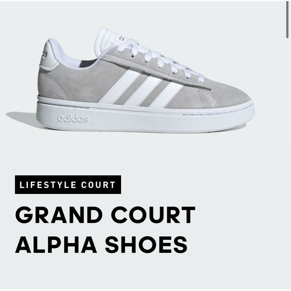 Adidas Grand Court Alpha Sneakers Gray White | Women’s 6.5 | NWT